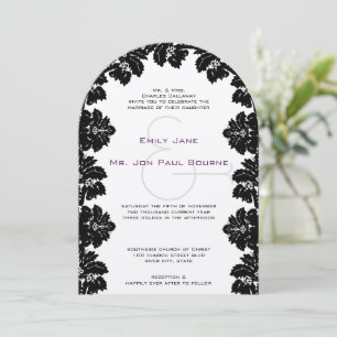 Invitation Cartons d'invitation de mariage en damas noir