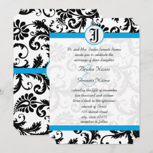 Invitation Cartons d'invitation de mariage en damas noir avec