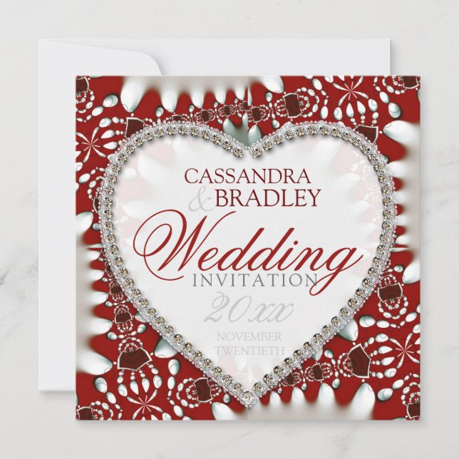 Invitation Cartons d'invitation de mariage en satin batik rou (Devant)