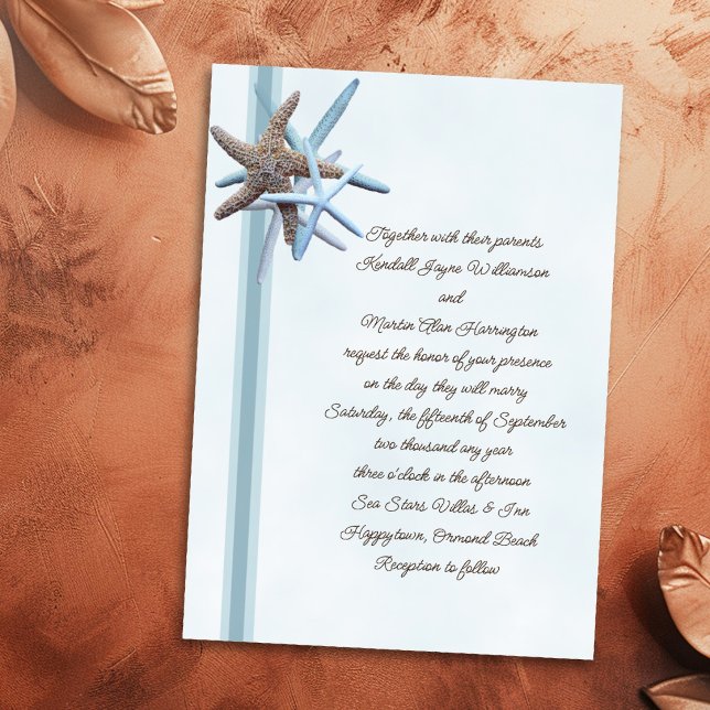 Invitation Cartons d'invitation de mariage Étoile de mer bleu (Créateur téléchargé)