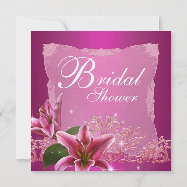 Invitation Cartons d'invitation de mariage Fleur de Lys Rose  (Devant)