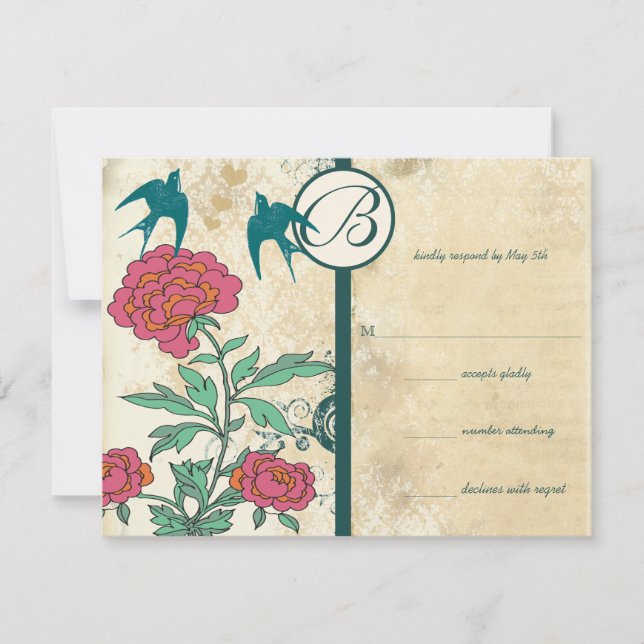 Invitation Cartons d'invitation de mariage Fleurs de rose tré (Devant)