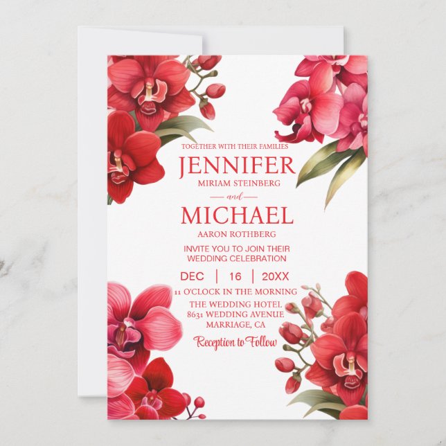 Invitation Cartons d'invitation de mariage Fleurs rouges hive (Devant)