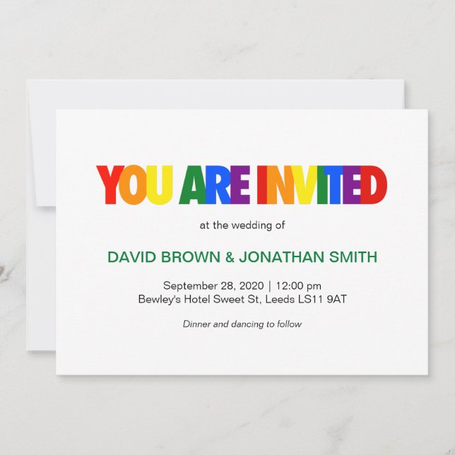 Invitation Cartons d'invitation de mariage gay avec couleurs  (Devant)