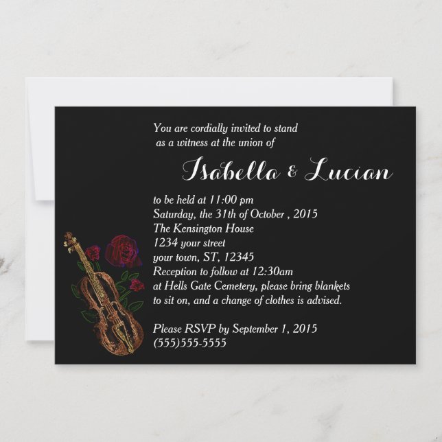 Invitation Cartons d'invitation de mariage gothique Violon et (Devant)