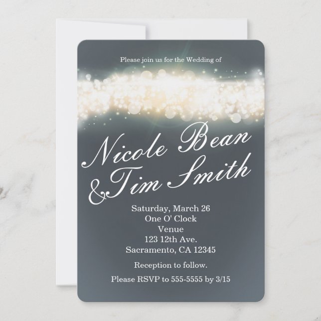 Invitation Cartons d'invitation de mariage Grey Sparkle Light (Devant)