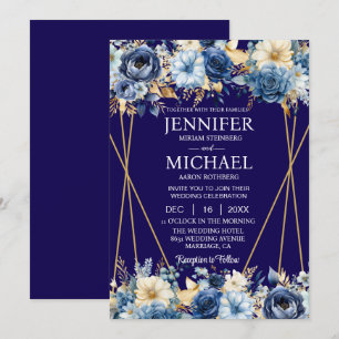 Invitation Cartons d'invitation de mariage hivernal en bleu m