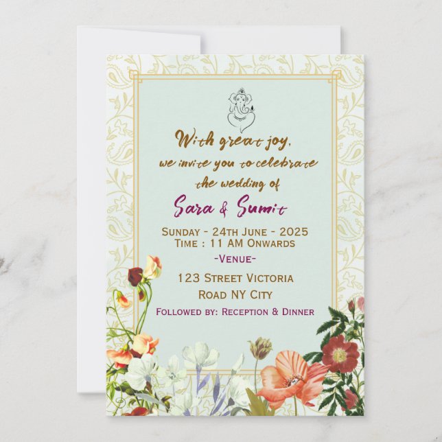 Invitation Cartons d'invitation de mariage indien  (Devant)