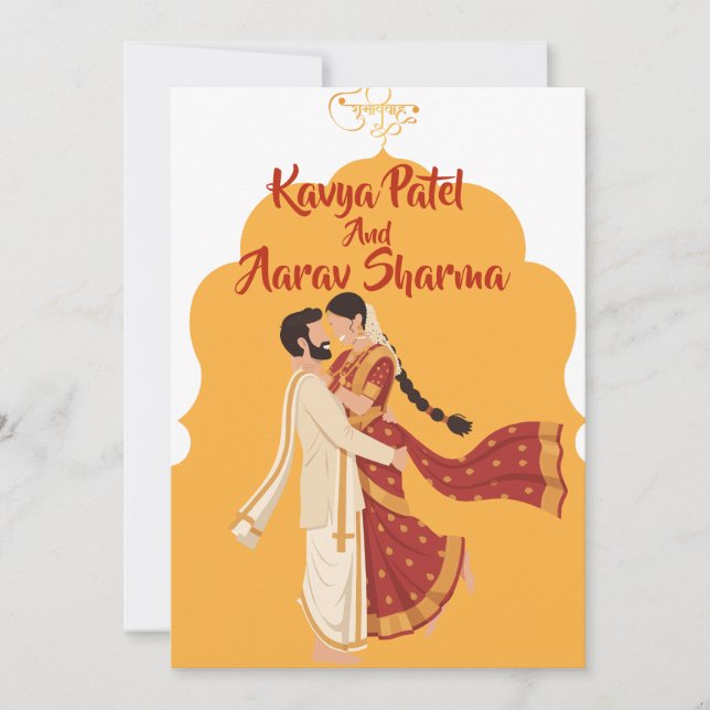 Invitation Cartons d'invitation de mariage indien pour les Ét (Devant)