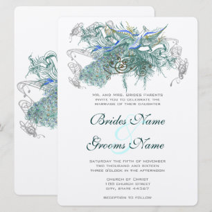 Invitation Cartons d'invitation de mariage Paon Conte de Fées