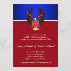 Invitation Cartons d'invitation de mariage patriotiques Rouge
