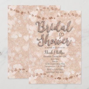 Invitation Cartons d'invitation de mariage Rose Gold Hearts R
