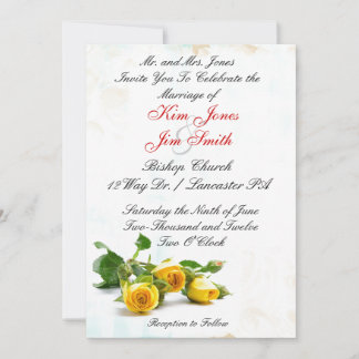 Invitation Cartons d'invitation de mariage rose jaune