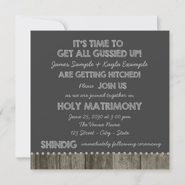 Invitation Cartons d'invitation de mariage rustiques Redneck  (Devant)