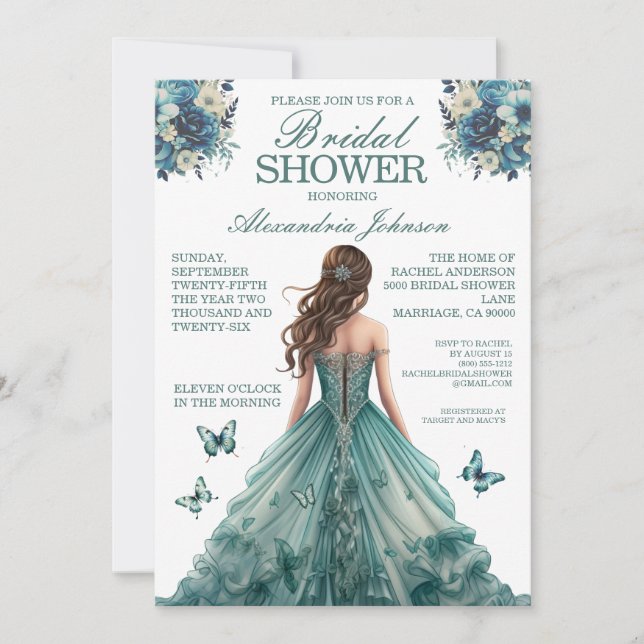 Invitation Cartons d'invitation de mariage sarcelle pour une  (Devant)