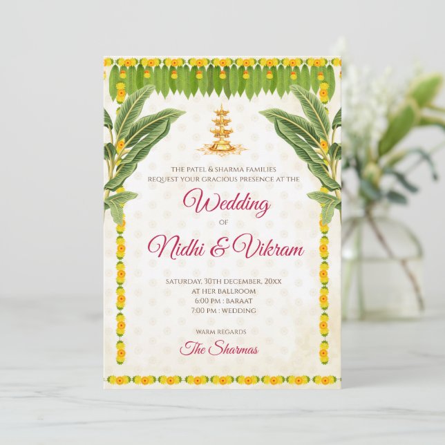 Invitation Cartons d'invitation de mariage sud-indien & invit (Debout devant)