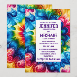 Invitation Cartons d'invitation de mariage tie dye psychédéli