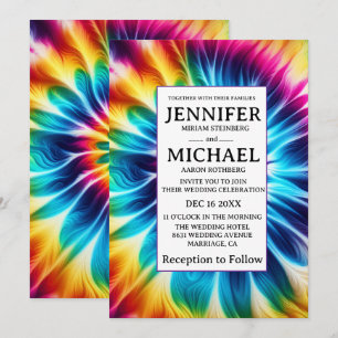 Invitation Cartons d'invitation de mariage tie-dye psychédéli
