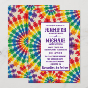 Invitation Cartons d'invitation de mariage tie dye psychédéli