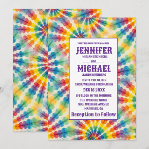 Invitation Cartons d'invitation de mariage Tie-Dye Psychedéli