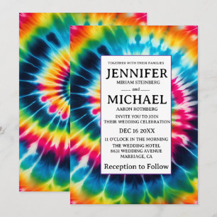 Invitation Cartons d'invitation de mariage tie dye psychédéli