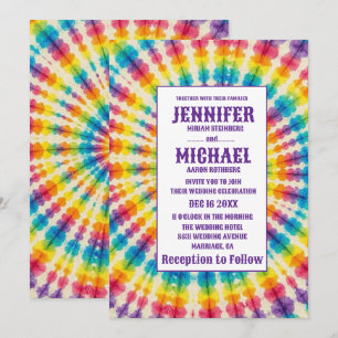 Invitation Cartons d'invitation de mariage tie-dye psychédéli