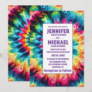 Invitation Cartons d'invitation de mariage tie dye psychédéli