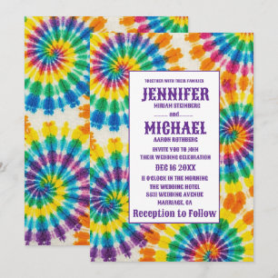 Invitation Cartons d'invitation de mariage Tie-Dye Psychedéli