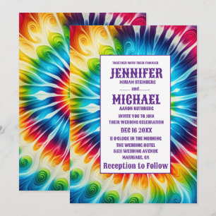 Invitation Cartons d'invitation de mariage tie dye psychédéli