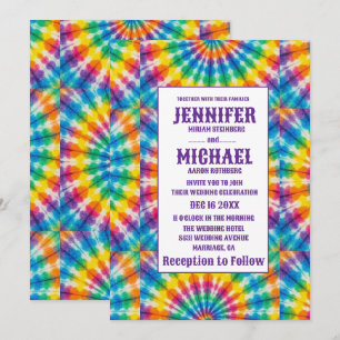 Invitation Cartons d'invitation de mariage tie dye psychédéli