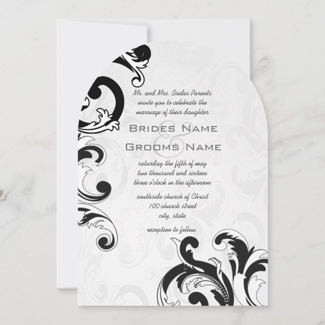 Invitation Cartons d'invitation de mariage Tourbillons Noirs  (Dos)