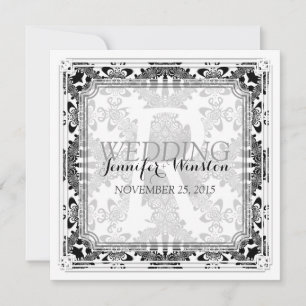 Invitation Cartons d'invitation de mariage vintage B&W à mono