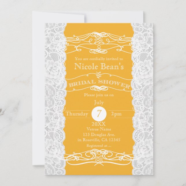 Invitation Cartons d'invitation de mariage Yellow & White Lac (Devant)