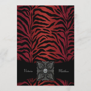 Invitation Cartons d'invitation de mariage Zèbre Rouge & Noir