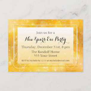 Invitation Cartons d'invitation de Nouvel An scintillants or