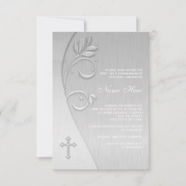 Invitation Cartons d'invitation de première communion élégant (Devant)