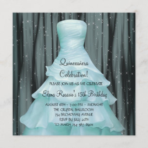 Invitation Cartons d'invitation de Quinceanera bleu sarcelle