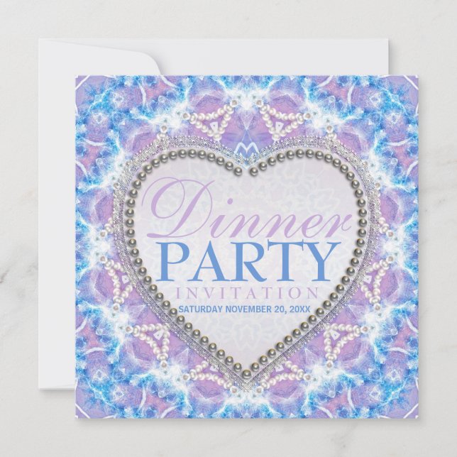 Invitation Cartons d'invitation de soirée de diner Lilac Blue (Devant)