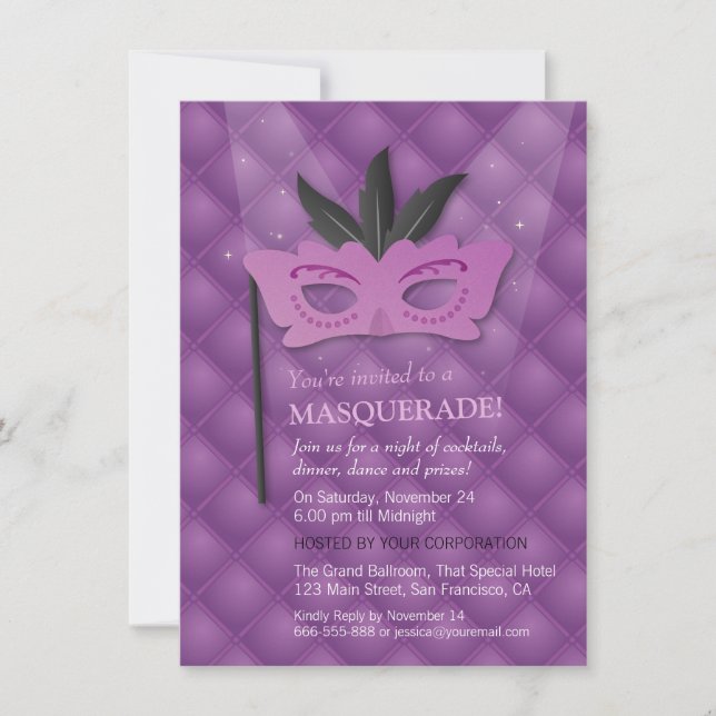 Invitation Cartons d'invitation de soirée masquée Glam Chic M (Devant)