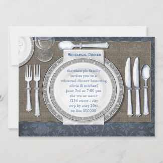 Invitation Cartons d'invitation élégants bleus pour le dîner