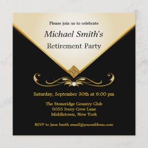 Invitation Cartons d'invitation élégants ivoire or noir pour 