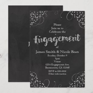 Invitation Cartons d'invitation élégants noir et argent pour