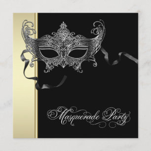Invitation Cartons d'invitation élégants noirs et or pour soi