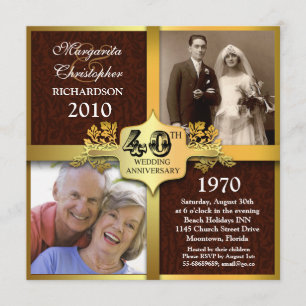 Invitation Cartons d'invitation élégants pour le 40e annivers