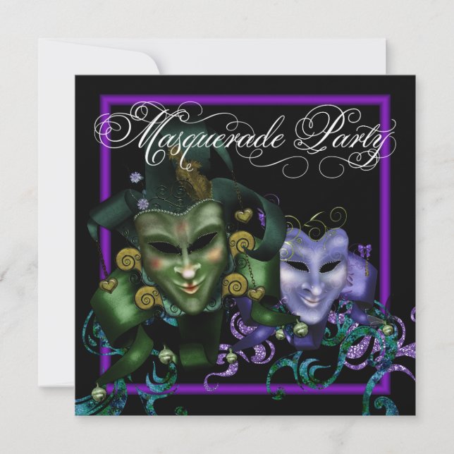 Invitation Cartons d'invitation élégants pour soirée masquée  (Devant)