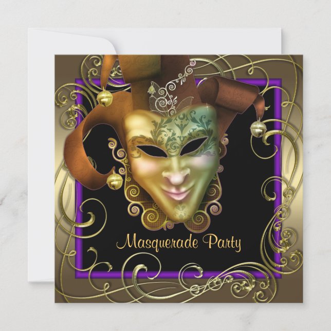 Invitation Cartons d'invitation élégants pour soirée masquée  (Devant)