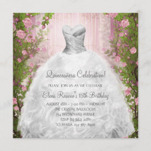 Invitation Cartons d'invitation élégants roses roses blanches