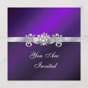 Invitation Cartons d'invitation élégants violets et argent po