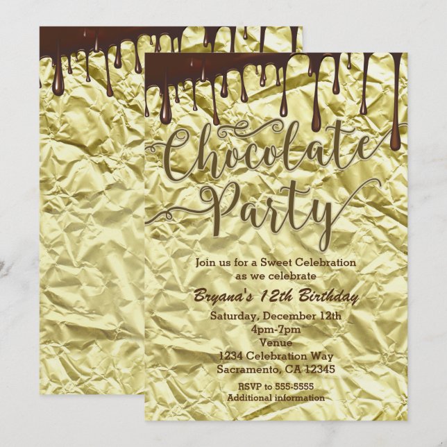 Invitation Cartons d'invitation en faux papier d'aluminium do (Devant / Derrière)
