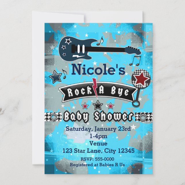 Invitation Cartons d'invitation étoile pour Baby Shower Rock  (Devant)
